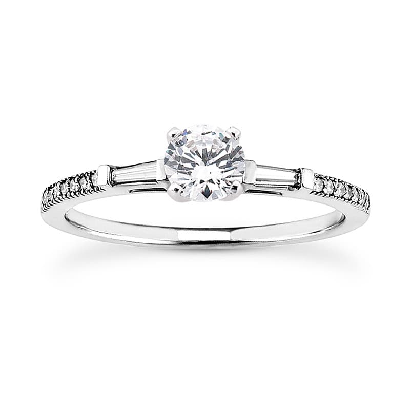 Ladies 14KT White Gold Platinum Tailored Engagement Set ENS3074-A
