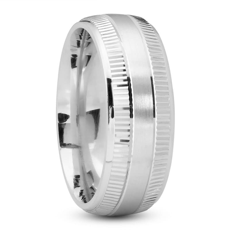 Mens 14KT White Gold Platinum Traditional Wedding Band M785