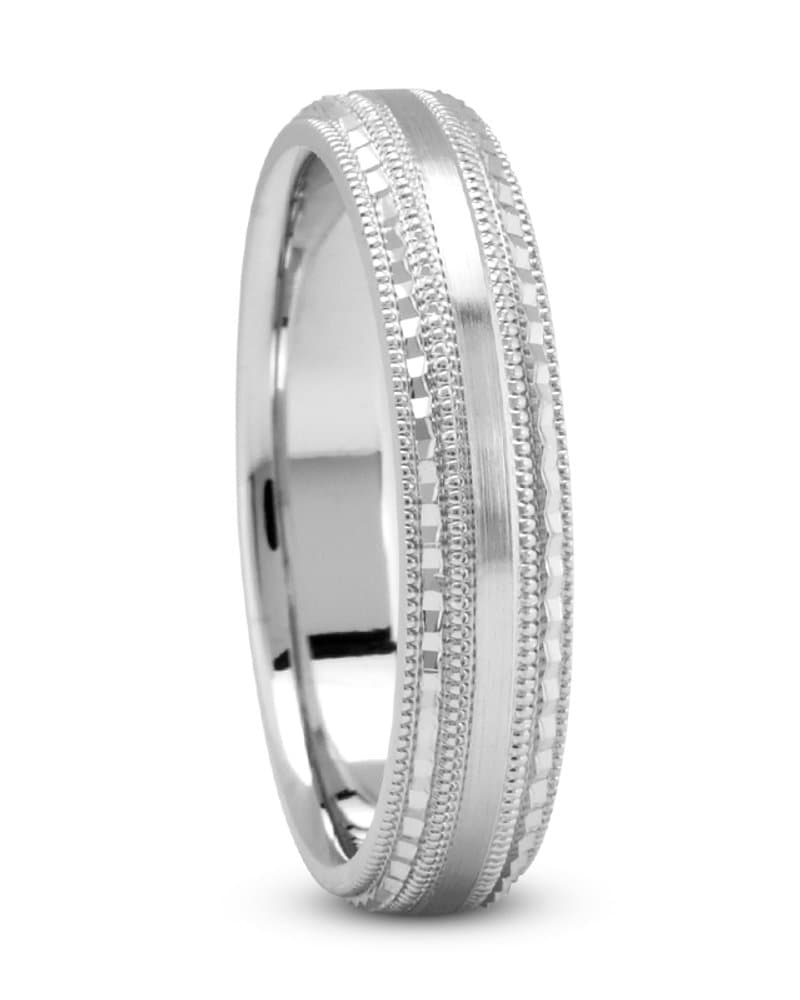 Mens 14KT White Gold Platinum Traditional Wedding Band M1025