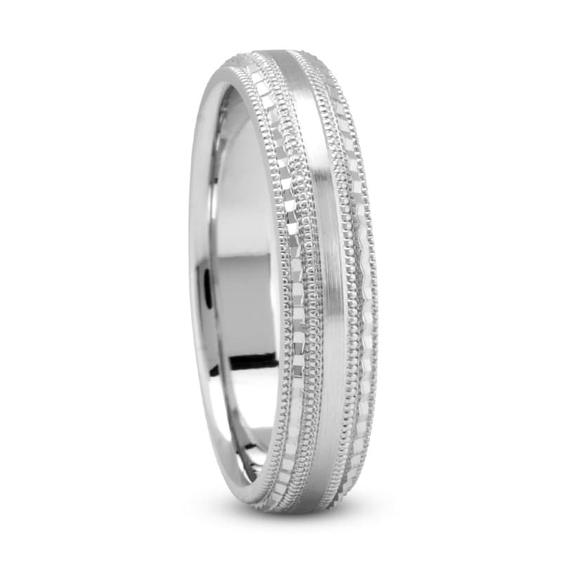 Mens 14KT White Gold Platinum Traditional Wedding Band M1025