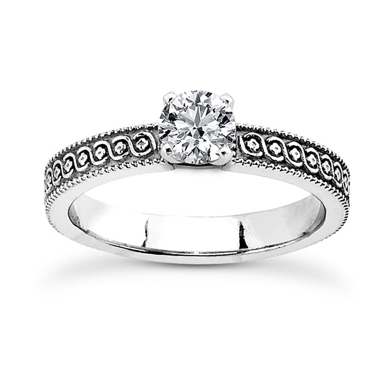 Ladies 14KT White Gold Platinum Solitaire Engagement Set ENS3605-A