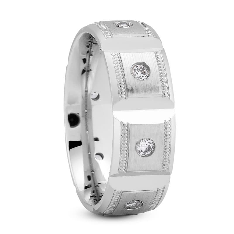 Ladies 14KT White Gold Platinum Traditional Wedding Band DB1096-7-RD