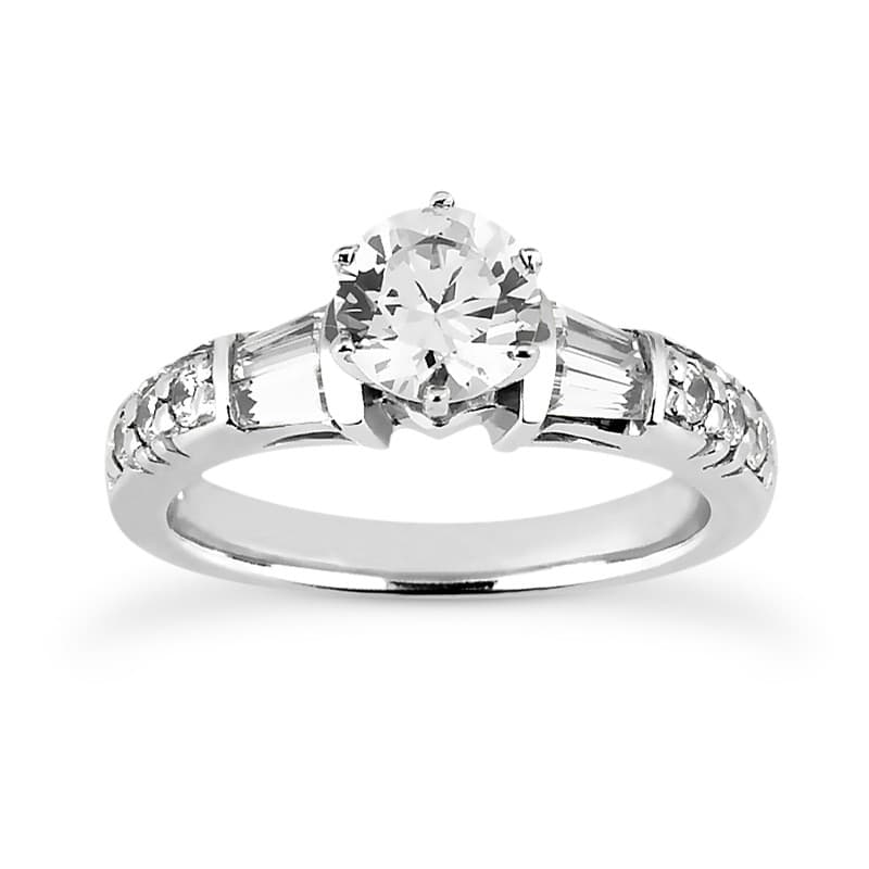 Ladies 14KT White Gold Platinum Fancy Engagement Ring ENR6755