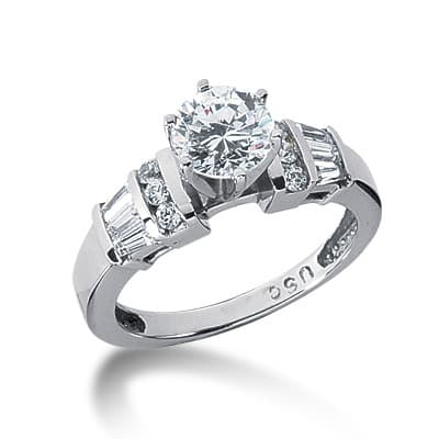 Ladies 14KT White Gold Platinum Fancy Engagement Ring ENR1807