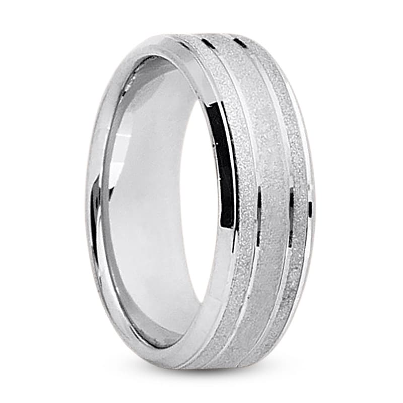 Mens 14KT White Gold Platinum Traditional Wedding Band M315