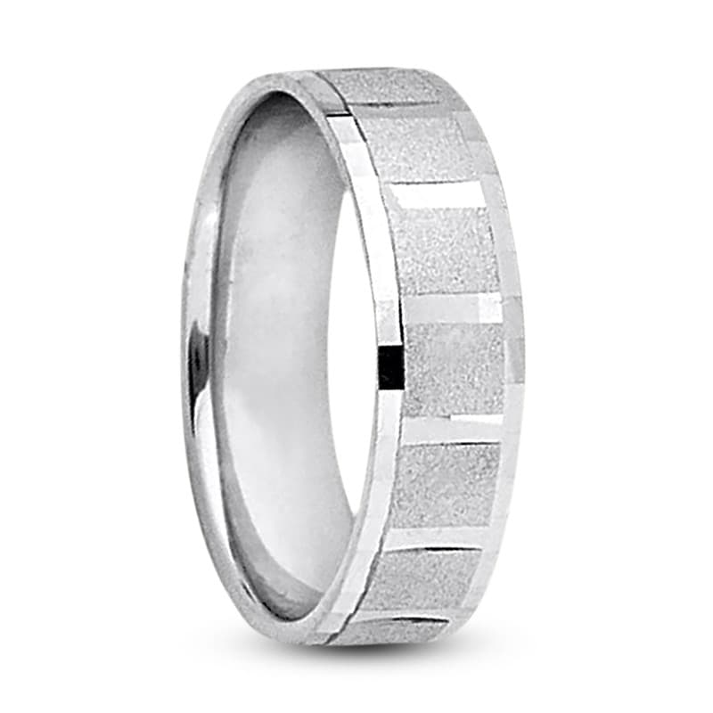 Mens 14KT White Gold Platinum Traditional Wedding Band M231