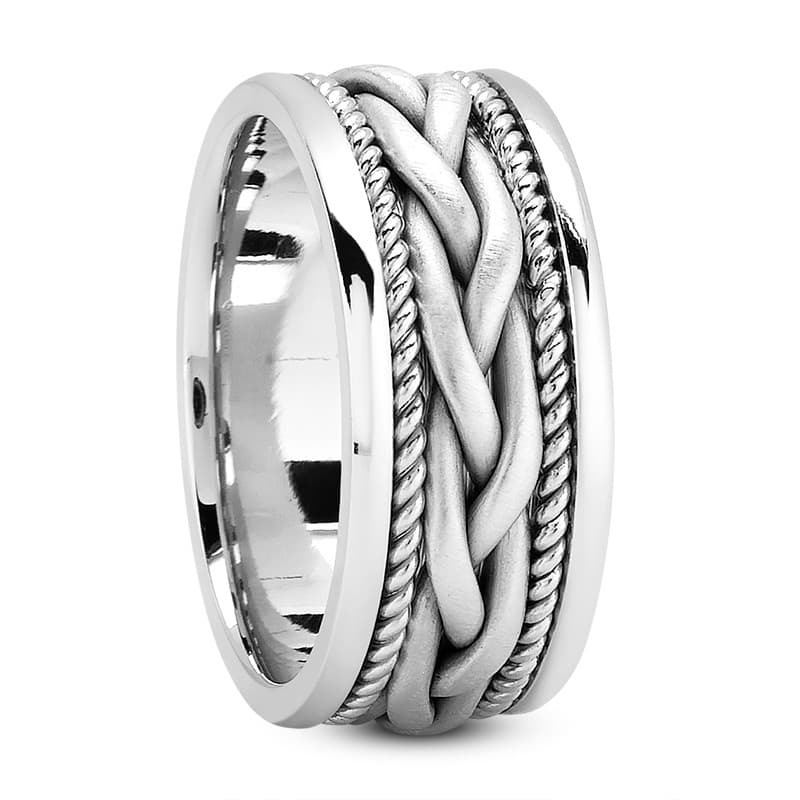 Ladies 14KT White Gold Platinum Traditional Wedding Band HM114