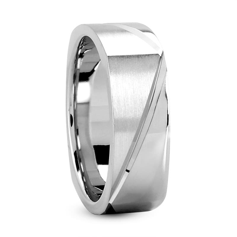 Mens 14KT White Gold Platinum Traditional Wedding Band MSQ484