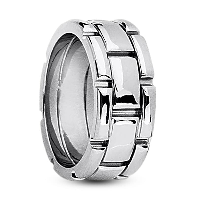 Mens 14KT White Gold Platinum Traditional Wedding Band M303