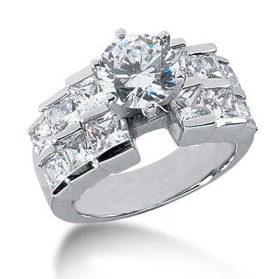 Ladies 14KT White Gold Platinum Fancy Engagement Ring ENR2808