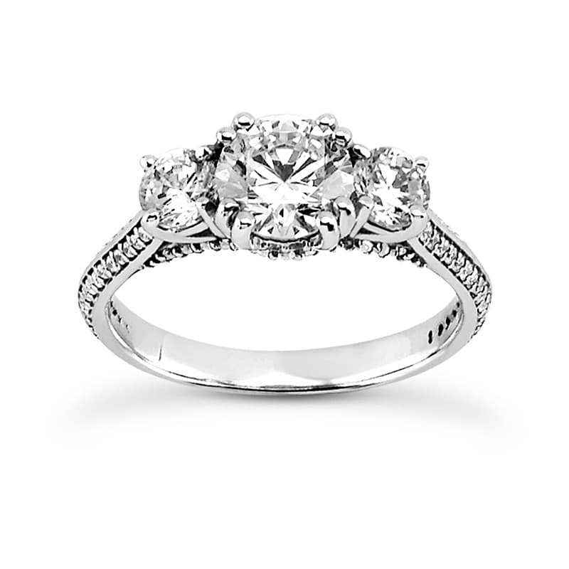 Ladies 14KT White Gold Platinum Round Diamond Engagement Sets ENS2113-A