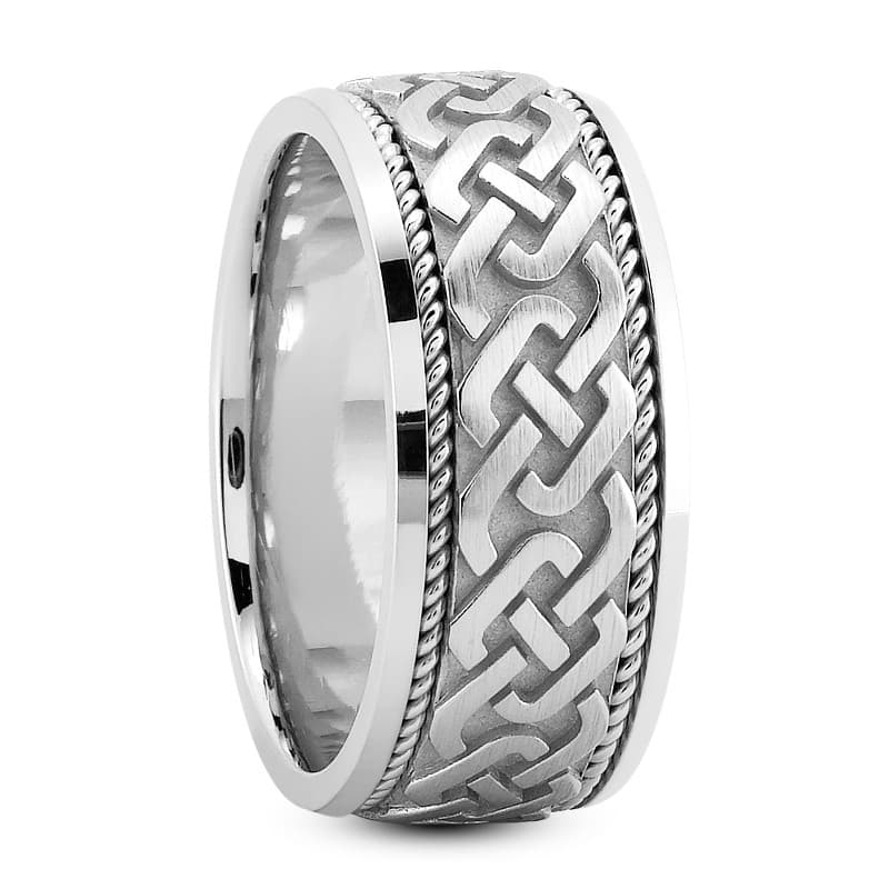 Ladies 14KT White Gold Platinum Traditional Wedding Band HM210