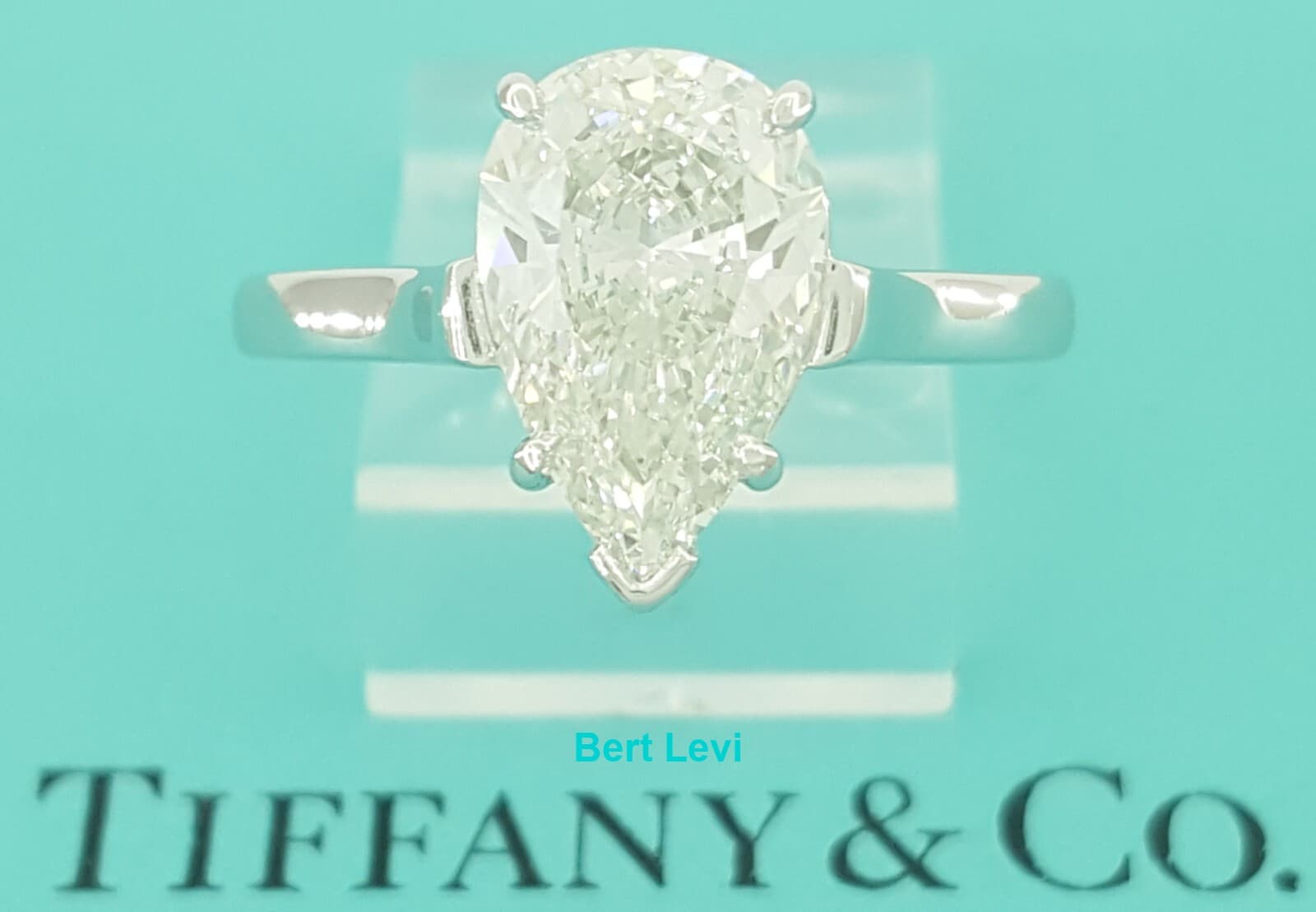 Tiffany & Co Solitaire Pear Diamond Engagement Ring 2.35 ct Platinum Rtl $50K