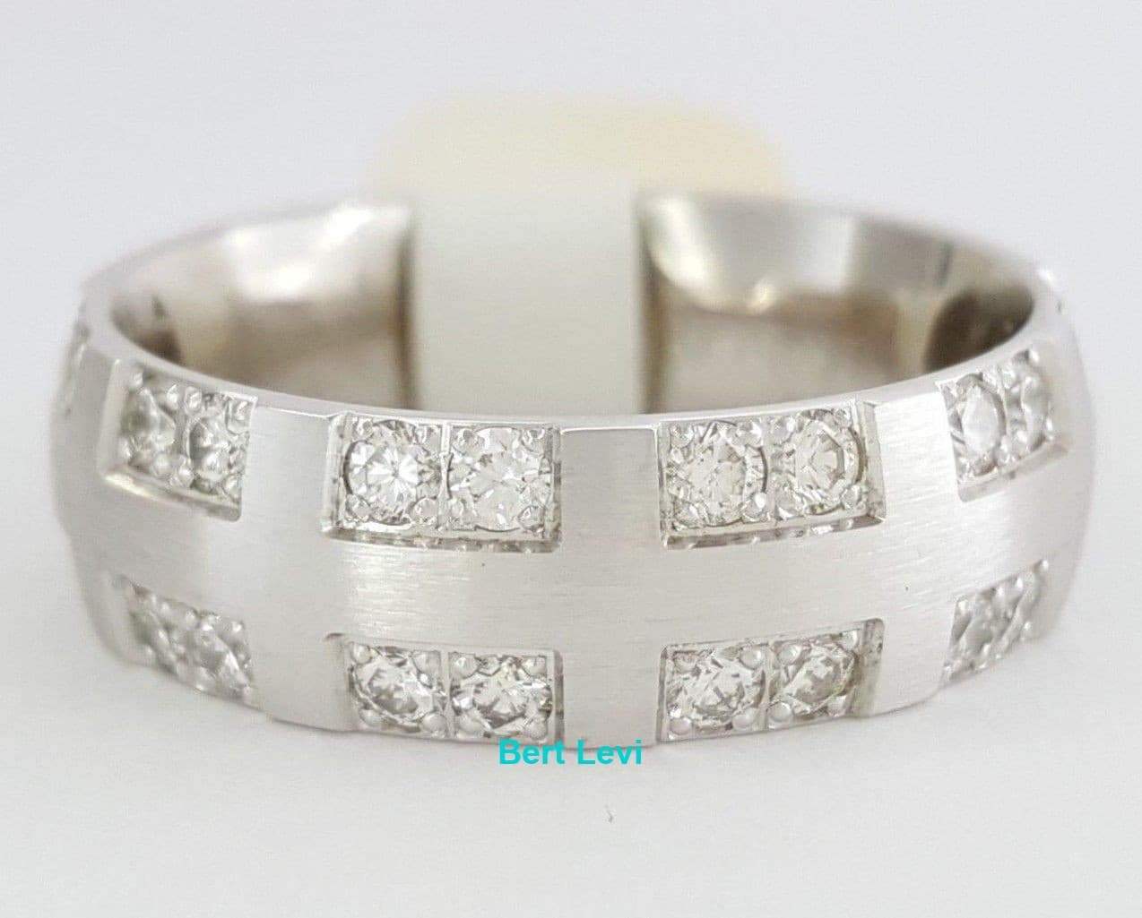 Benchmark Round Cut Diamond Two Row 0.48 ct 14K White Gold Wedding Band Ring