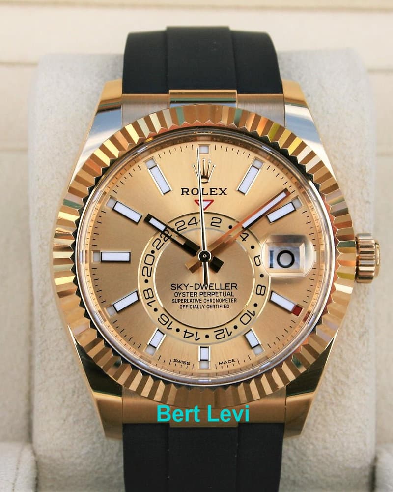 ROLEX 326238 SKYDWELLER WATCH YELLOW GOLD OYSTERFLEX