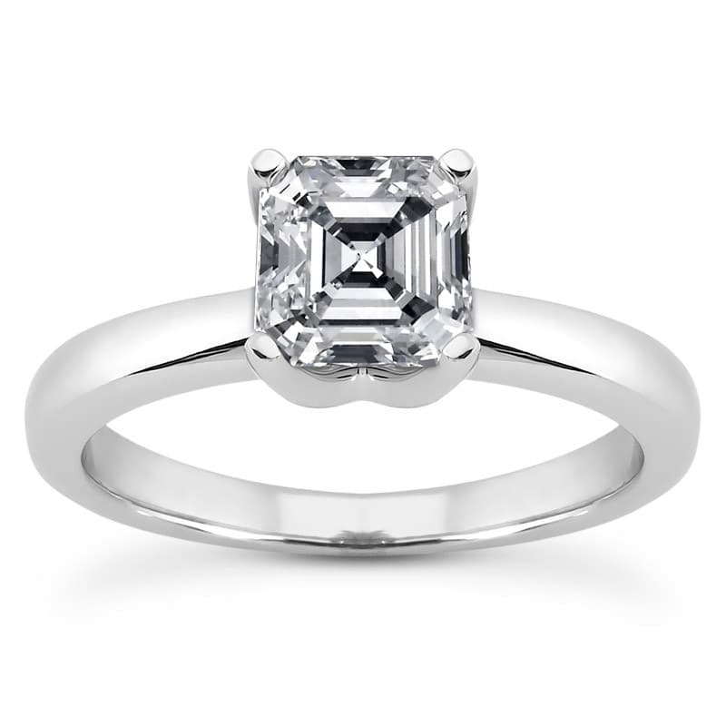 Ladies 14KT White Gold Platinum Solitaire Engagement Set ENS1655-A