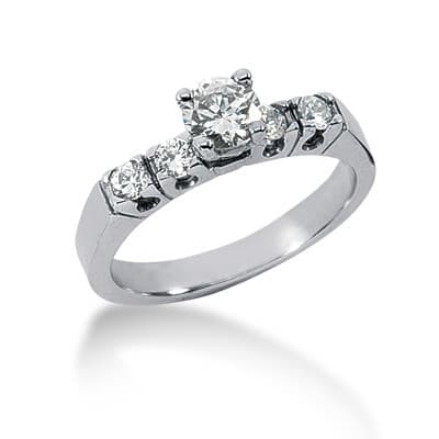 Ladies 14KT White Gold Platinum Fancy Engagement Set ENS547-A