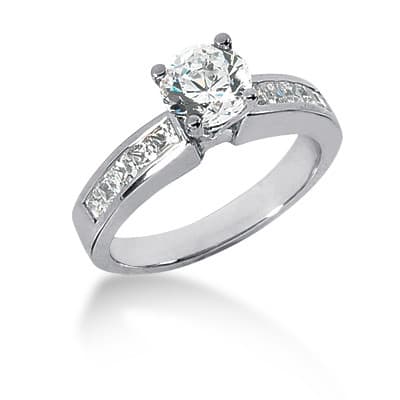Ladies 14KT White Gold Platinum Fancy Engagement Set ENS580-A