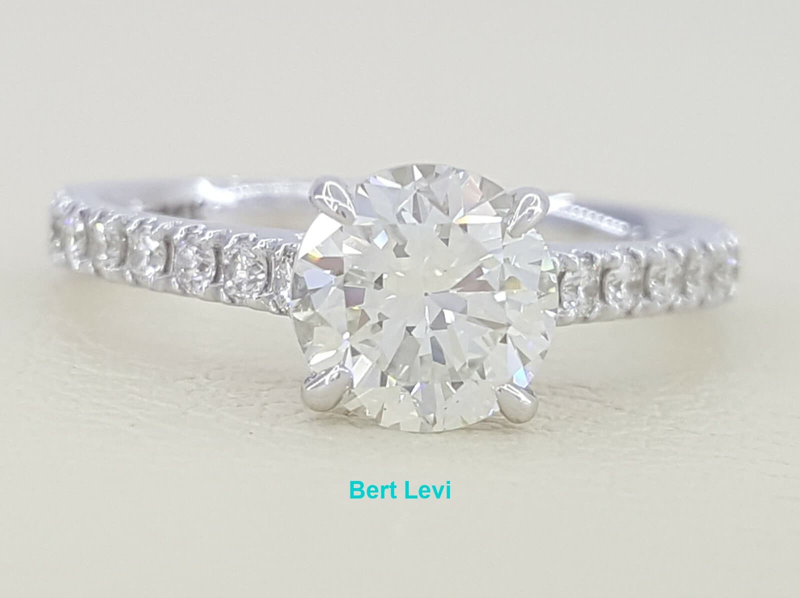 1.52 ct 14k White Gold Round Brilliant Cut Diamond Engagement Ring Rtl $13.5k