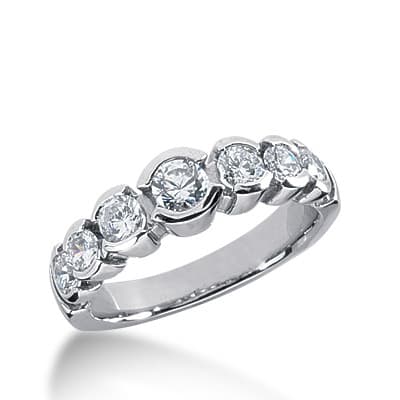 Ladies 14KT White Gold Platinum Round Diamond Wedding Band WB1114