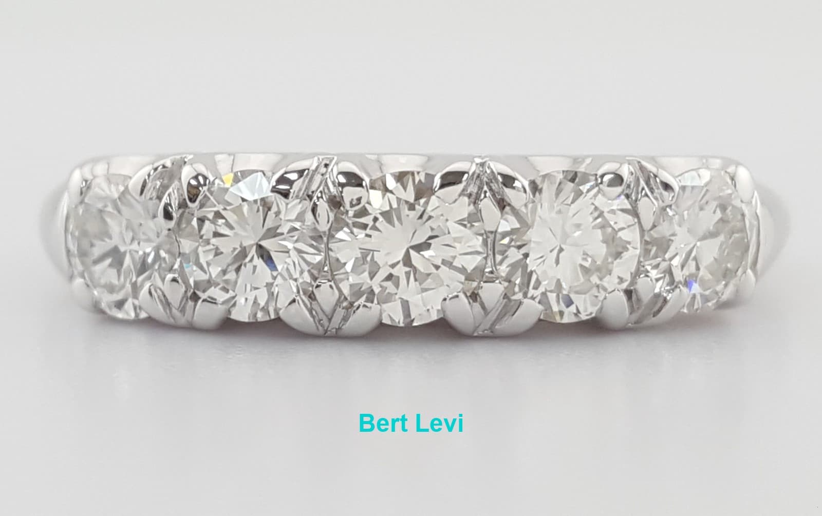 Vintage Round Diamond 5 Five Stone Band Ring 0.85 ct 13k White Gold