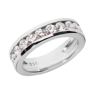 Ladies 14KT White Gold Platinum Round Diamond Wedding Band Set WBS213-G