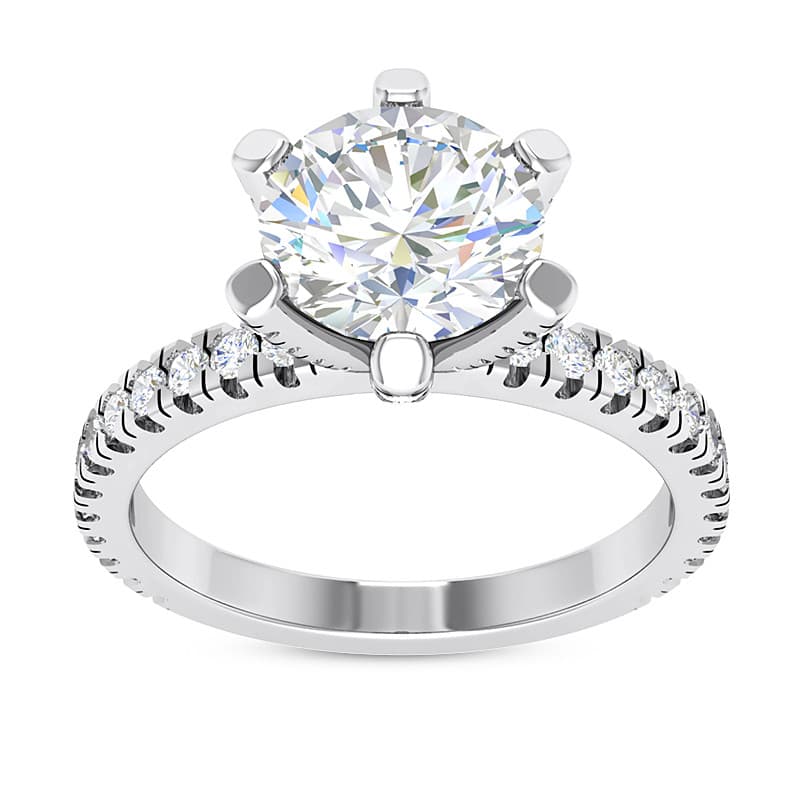 Ladies White Gold Platinum Round Diamond Halo Engagement Ring ENR4105-1.5-RD