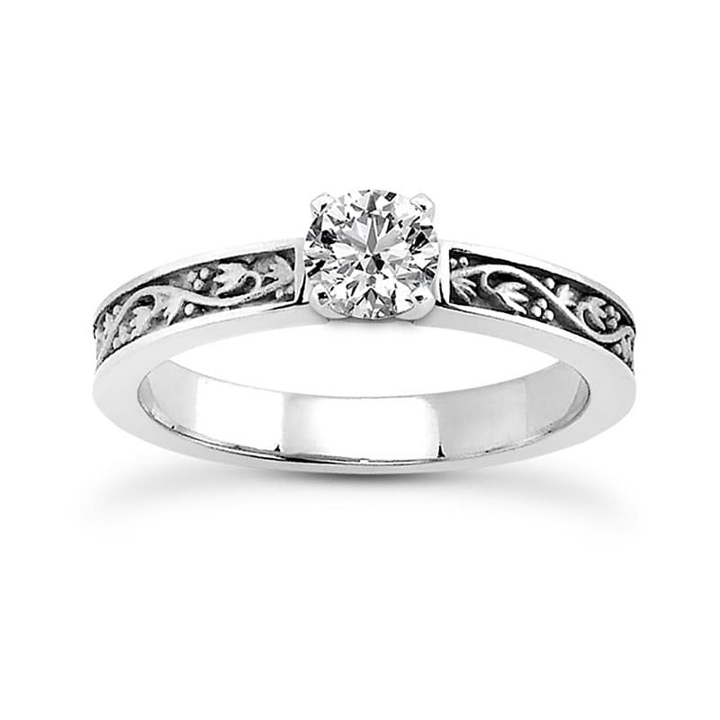 Ladies 14KT White Gold Platinum Solitaire Engagement Set ENS3573-A