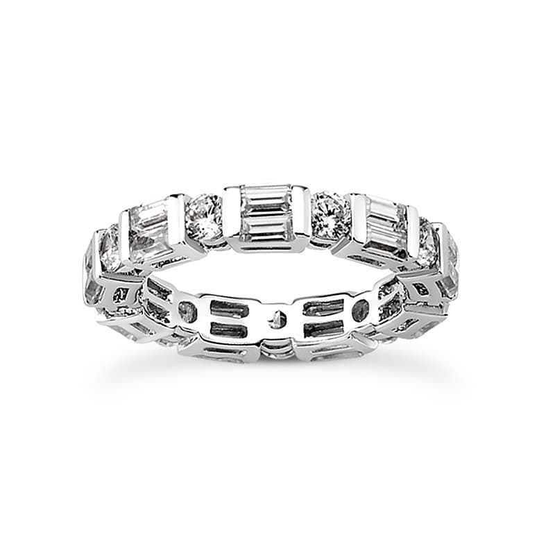 Ladies 14KT White Gold Platinum Eternity Wedding Band EWB190-4