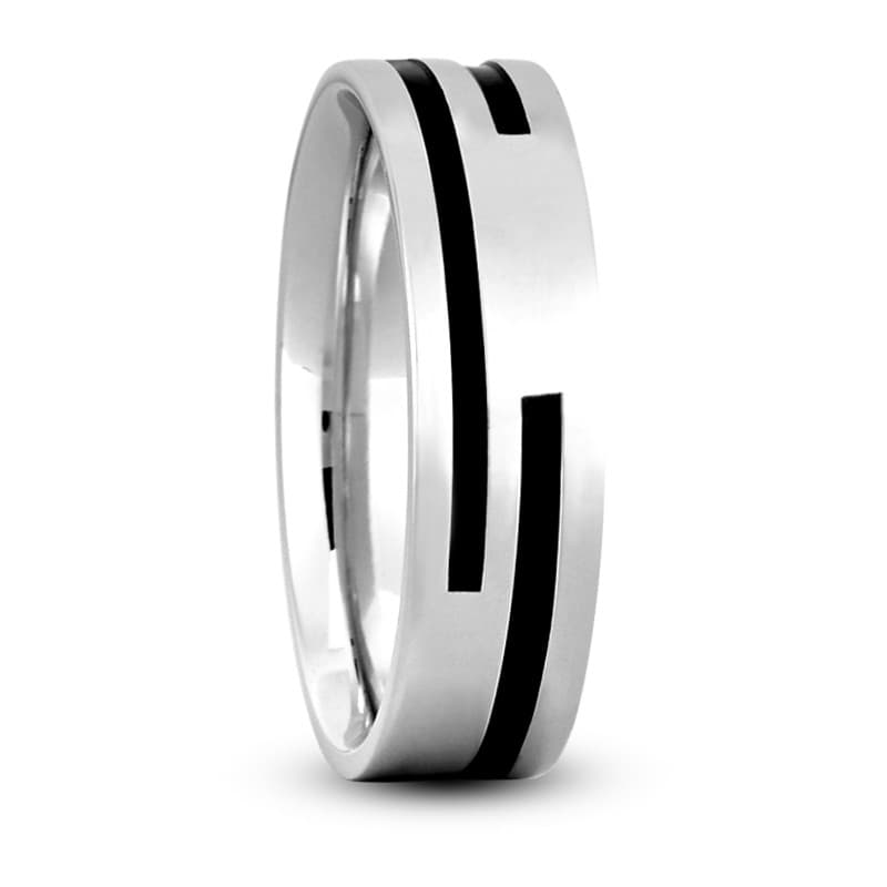 Mens 14KT White Gold Platinum Traditional Wedding Band M8005