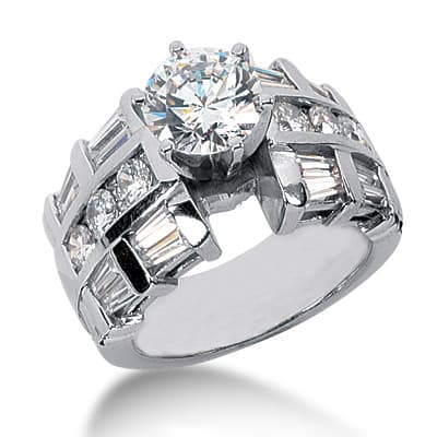 Ladies 14KT White Gold Platinum Fancy Engagement Ring ENR6186