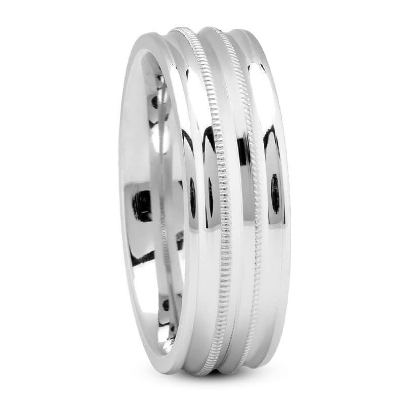 Mens 14KT White Gold Platinum Traditional Wedding Band M1170