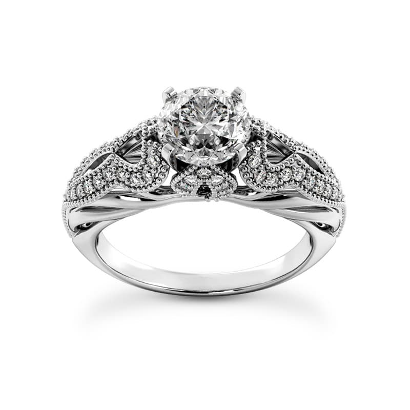 Ladies 14KT White Gold Platinum Fancy Engagement Ring ENR9588