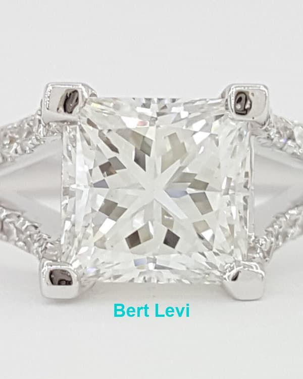 Diadori Princess Diamond Split Shank Engagement Ring 18k W Gold 1.41 ct Rt $8.5K