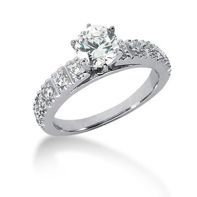 Ladies 14KT White Gold Platinum Fancy Engagement Set ENS656-A