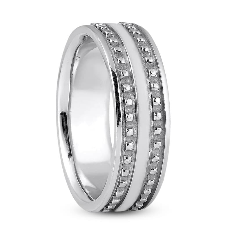 Mens 14KT White Gold Platinum Traditional Wedding Band M434