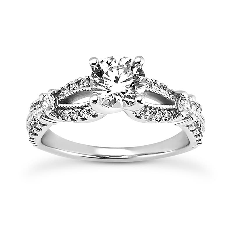 Ladies 14KT White Gold Platinum Antique Engagement Set ENS2212-2-A