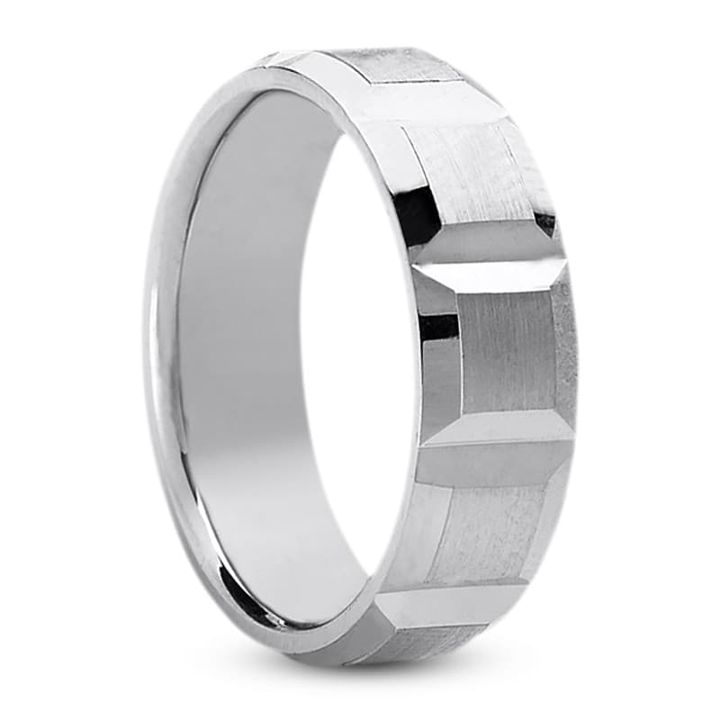 Mens 14KT White Gold Platinum Traditional Wedding Band M297