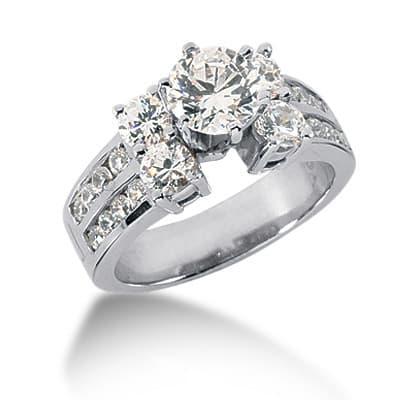 Ladies 14KT White Gold Platinum Fancy Engagement Set ENS762-A
