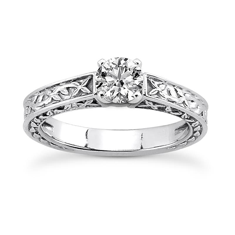 Ladies 14KT White Gold Platinum Solitaire Engagement Set ENS3555-A