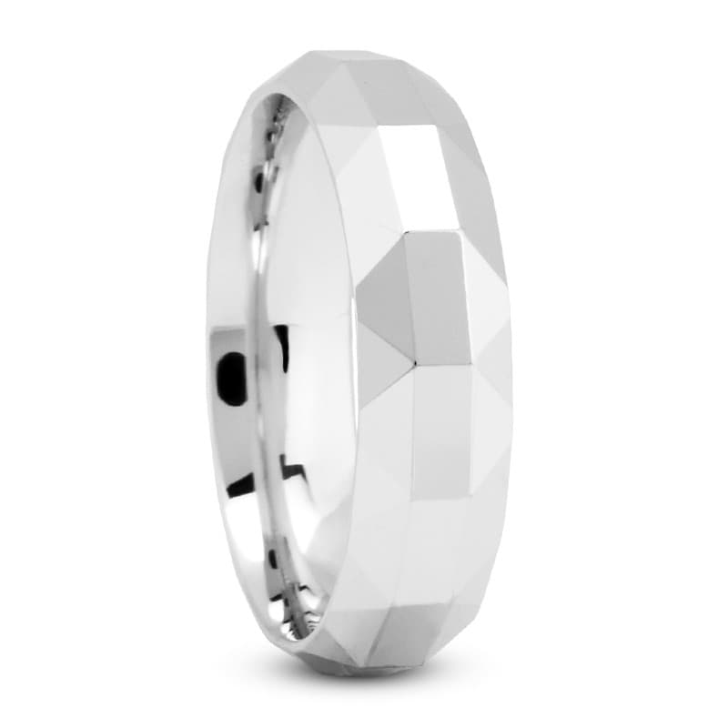 Mens 14KT White Gold Platinum Traditional Wedding Band M451