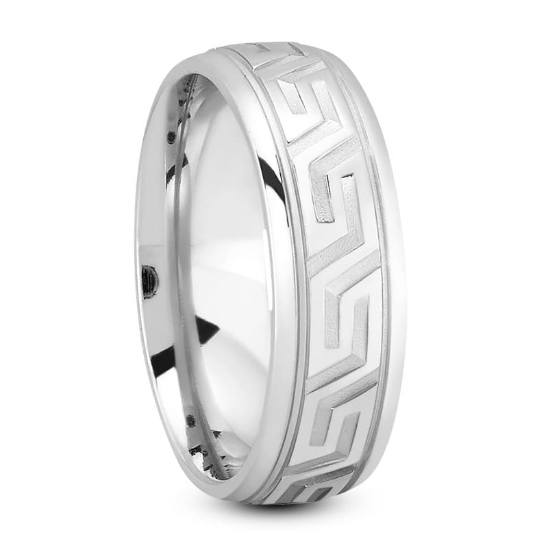 Mens 14KT White Gold Platinum Traditional Wedding Band M1062