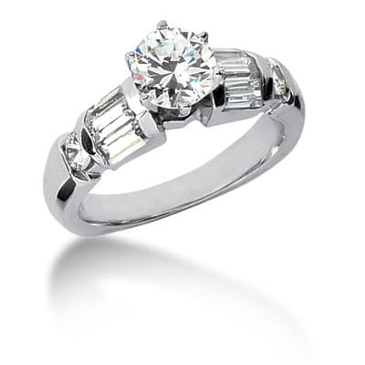 Ladies 14KT White Gold Platinum Fancy Engagement Set ENS619-A