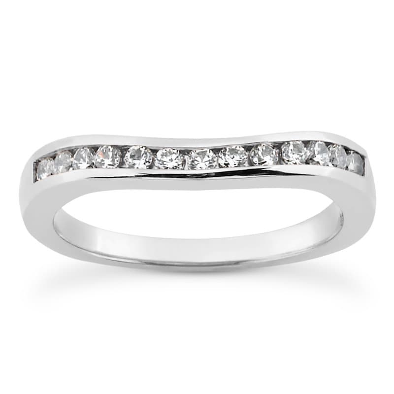 Ladies 14KT White Gold Platinum Diamond Wedding Band WB5295