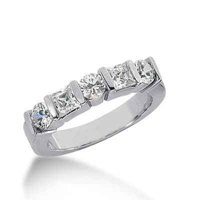 Ladies 14KT White Gold Platinum Diamond Wedding Band WB1914