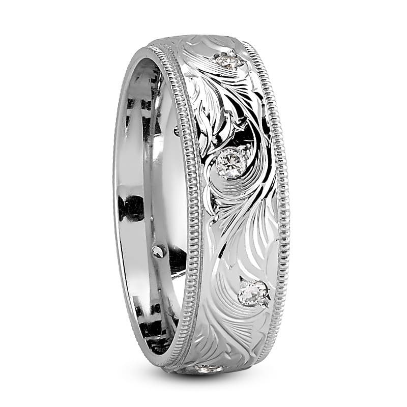 Ladies 14KT White Gold Platinum Traditional Wedding Band DB1263