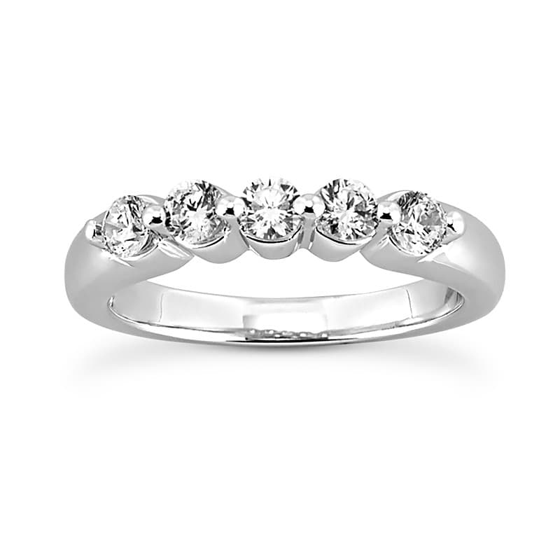 Ladies 14KT White Gold Platinum Round Diamond Wedding Band WB2256