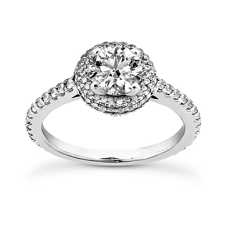 Ladies 14KT White Gold Platinum Round Diamond Tailored Engagement Set ENS3183-A