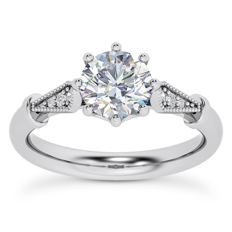 Ladies 14KT White Gold Platinum Fancy Engagement Ring ENR9871-1.25