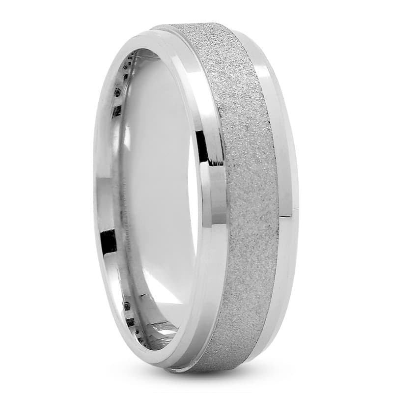 Mens 14KT White Gold Platinum Traditional Wedding Band M493